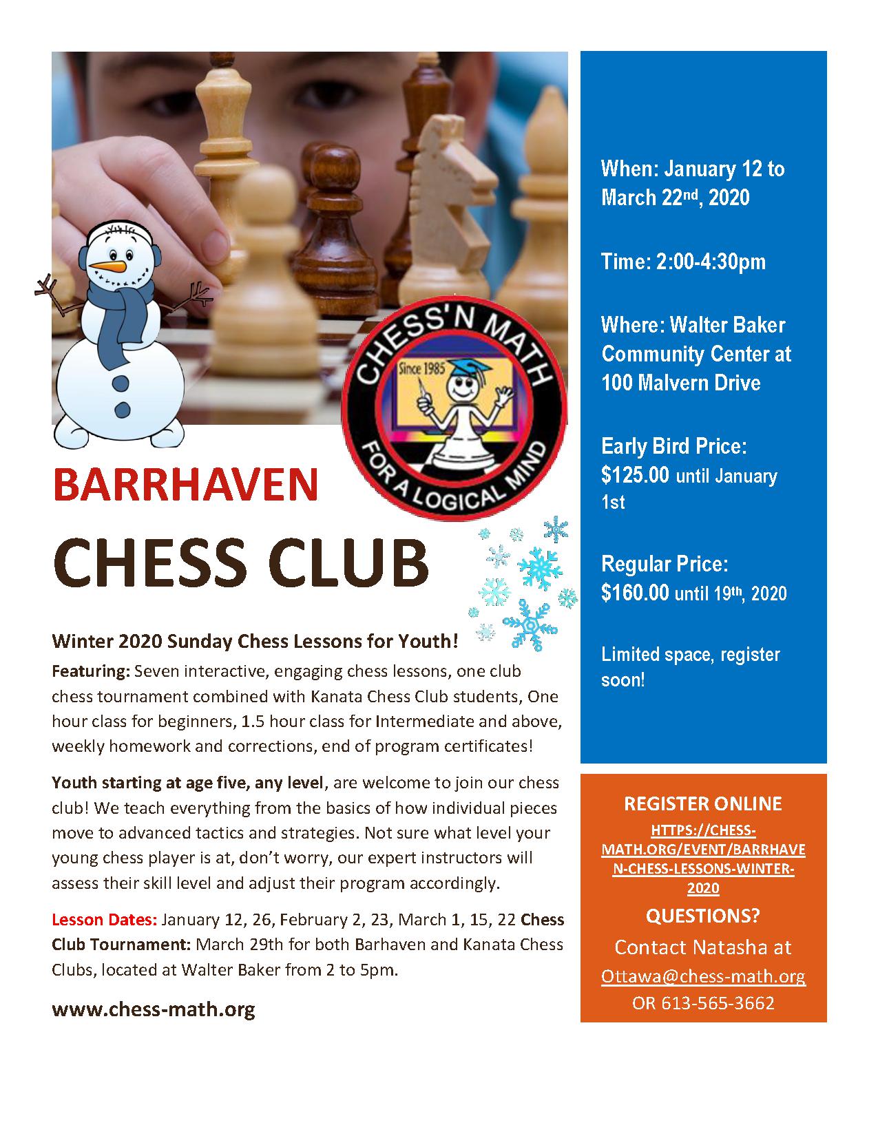 The winter chess tournament is set for Feb. 12