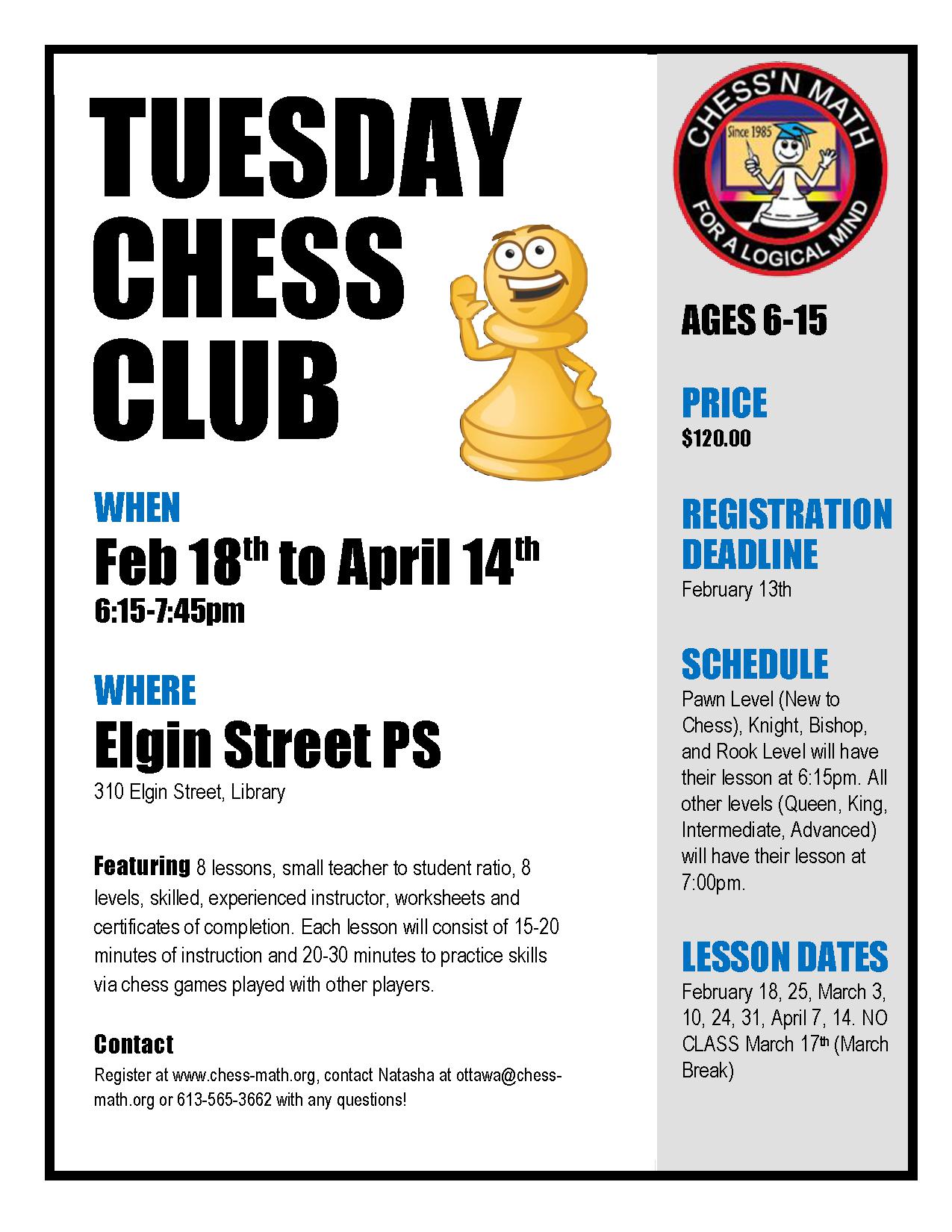 Centretown Chess Club Winter 2020 Elgin Street
