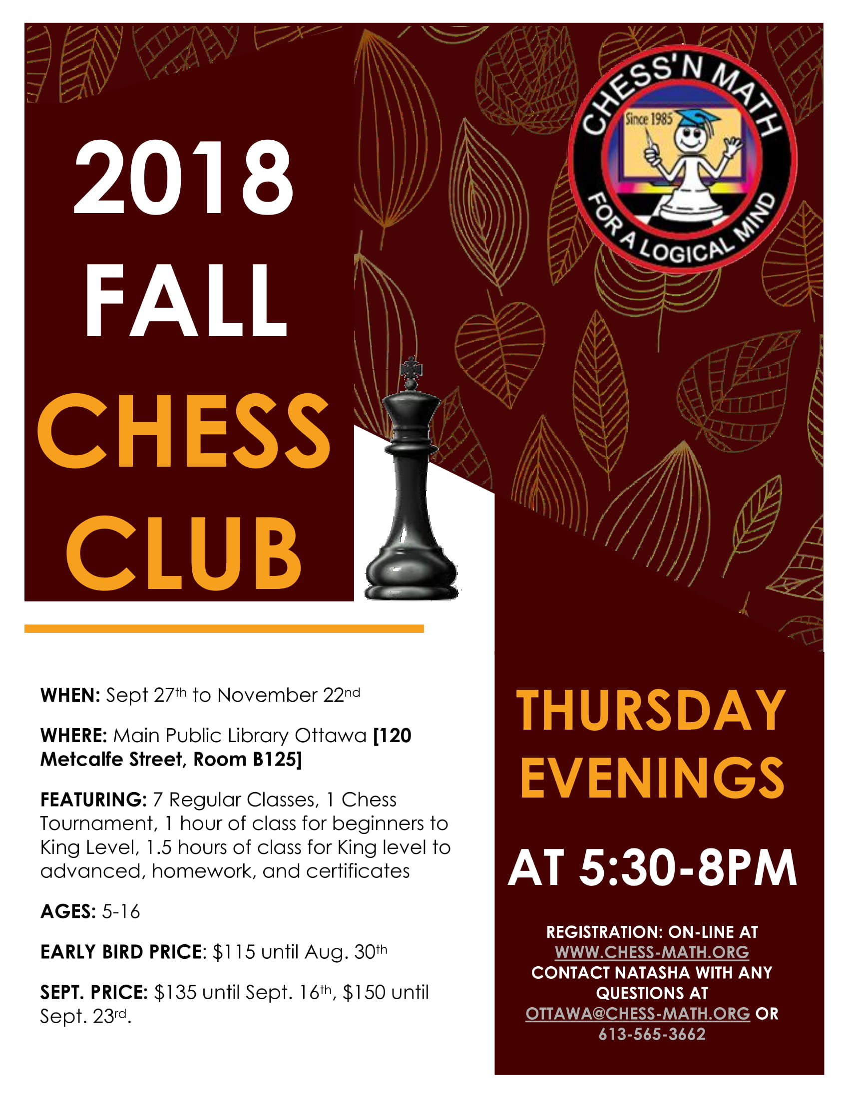 Thursday Evening Chess Club Fall 2018
